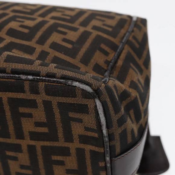 FENDI Zucca Canvas Vanity Pouch Brown Black Silver Auth 87877 - Picture 15 of 16